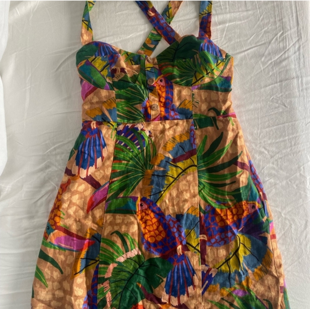 FARM Rio Tropical Parrot Mini Dress